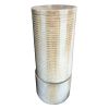 44" Tall Large Modern Cylinder Ribbed Tower Water Fountain, Contemporary Antique Finish Outdoor Bird Bath Concrete Fountain